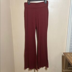 Gilly Hicks ribbed Wide-Leg Pants in Deep Burgundy